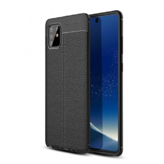 Coque Samsung Galaxy Note 10 Lite Effet Cuir Litchi Double Line