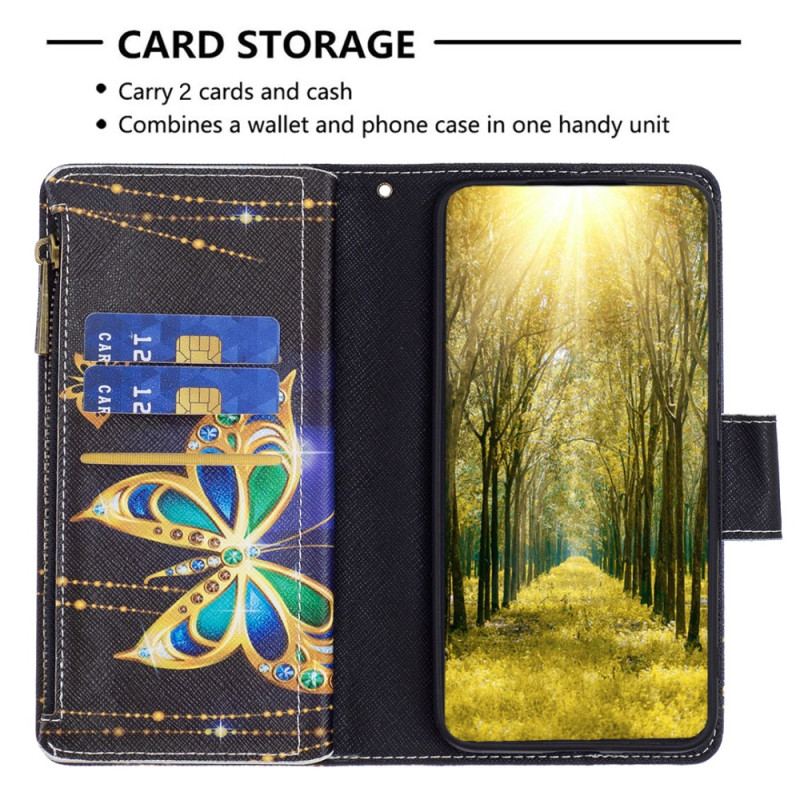 Housse Xiaomi Redmi Note 13 Pro 5G / Poco X6 5G Portefeuille Papillon Strass