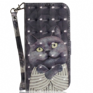 Housse Realme C35 Chat Gris à Lanière
