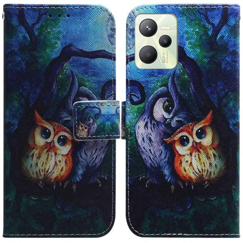 Housse Realme C35 Peinture Hiboux