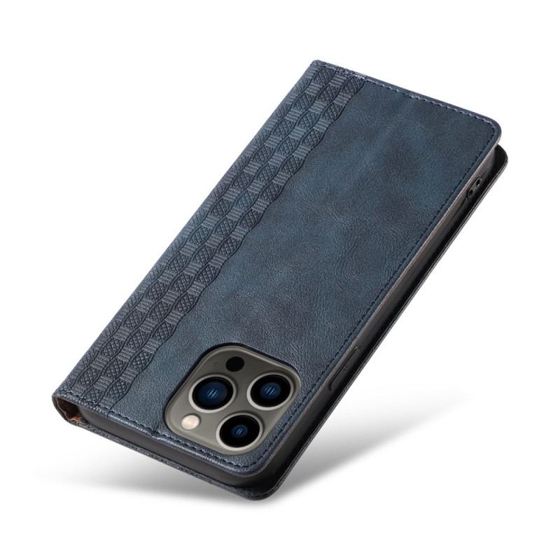 Flip Cover iPhone 14 Pro Vintage à Lanière