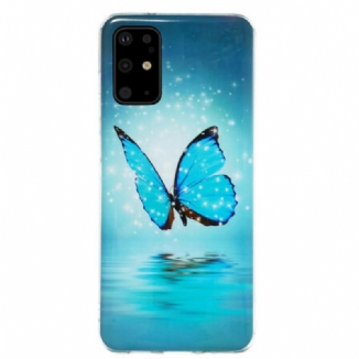 Coque Samsung Galaxy S20 Plus / S20 Plus 5G Papillon Bleu Fluorescente