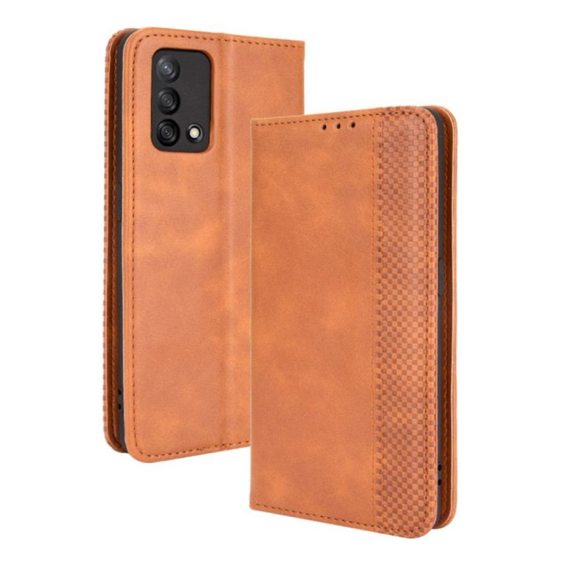Flip Cover Oppo A74 4G Effet Cuir Vintage Stylisé