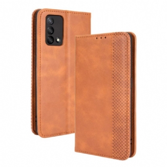 Flip Cover Oppo A74 4G Effet Cuir Vintage Stylisé