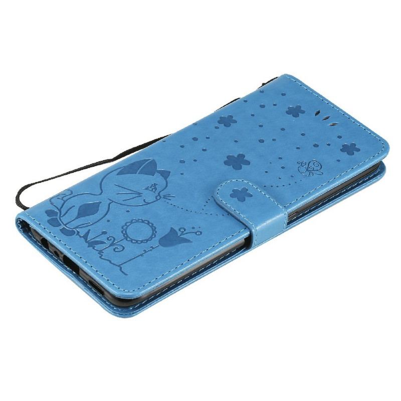 Housse Oppo A74 4G Chat et Abeille à Lanière