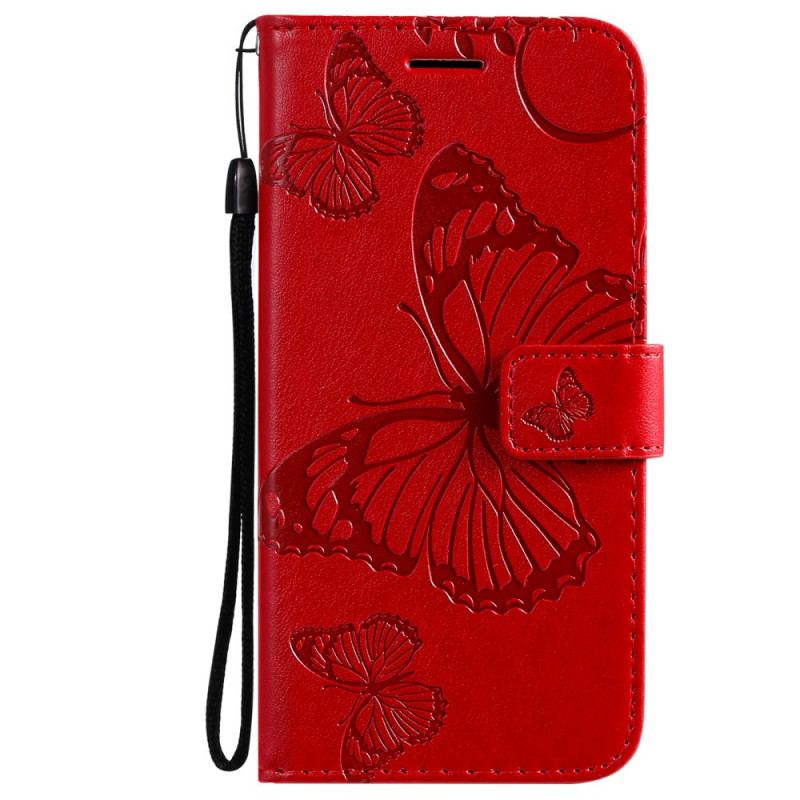 Housse Oppo A74 4G Papillons Géants à Lanière
