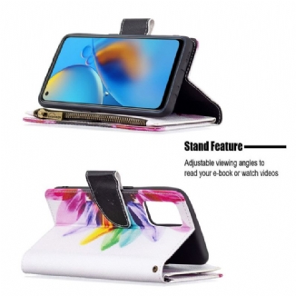Housse Oppo A74 4G Poche Zippée Fleur