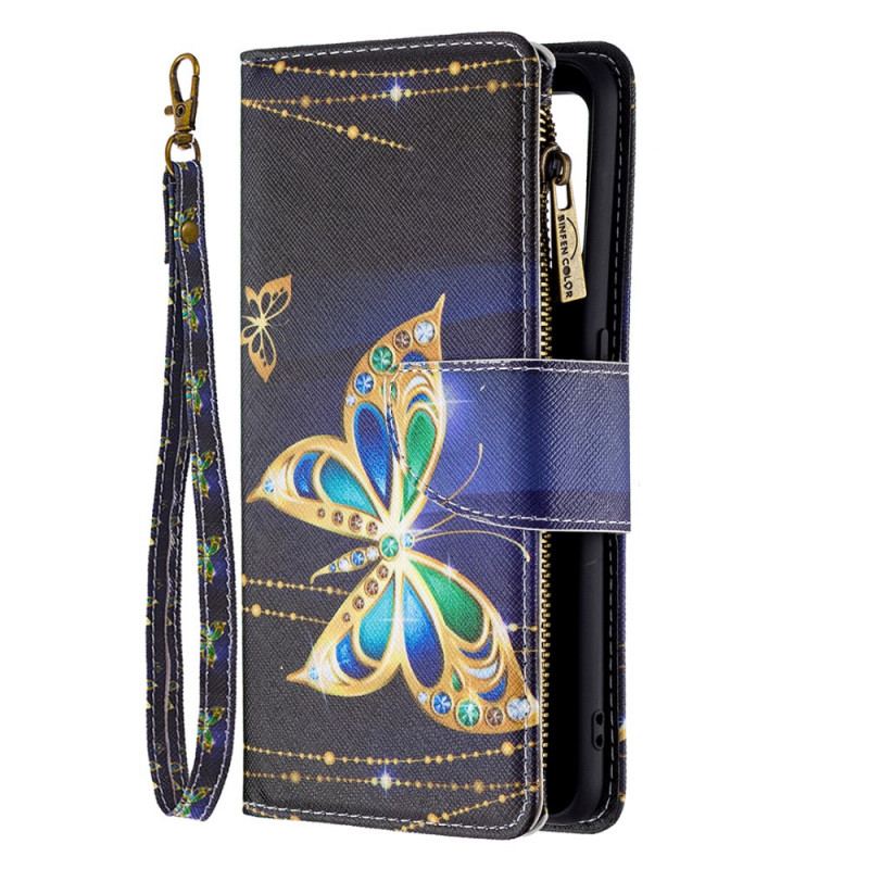 Housse Oppo A74 4G Poche Zippée Papillons
