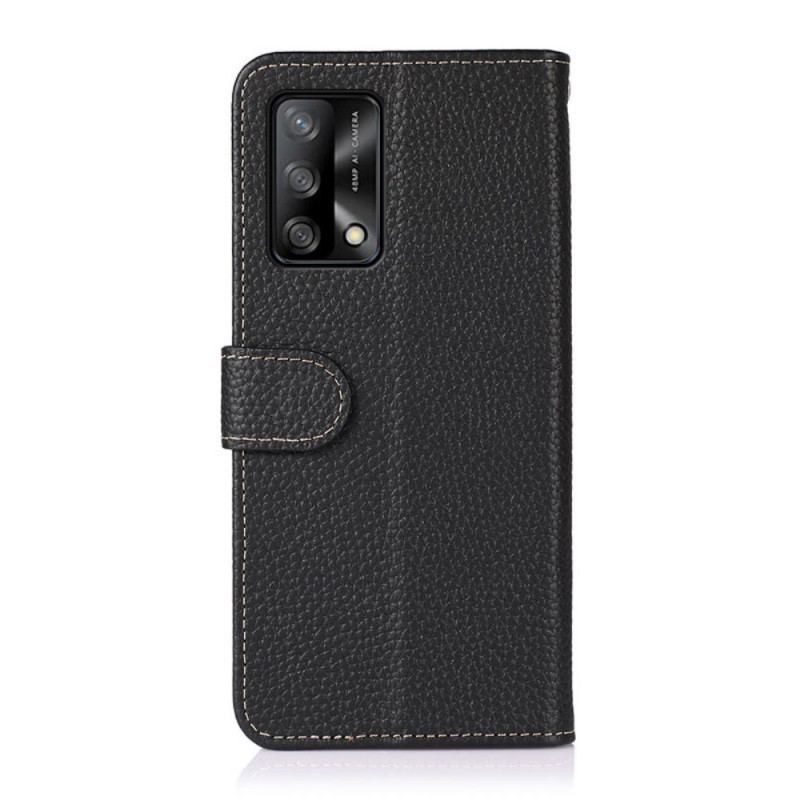 Housse Oppo A74 4G Véritable Cuir Litchi KHAZNEH