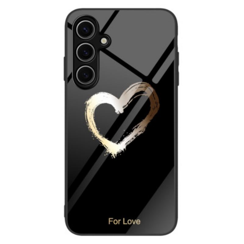 Coque Samsung Galaxy S25 5G Coeur Doré sur Fond Noir