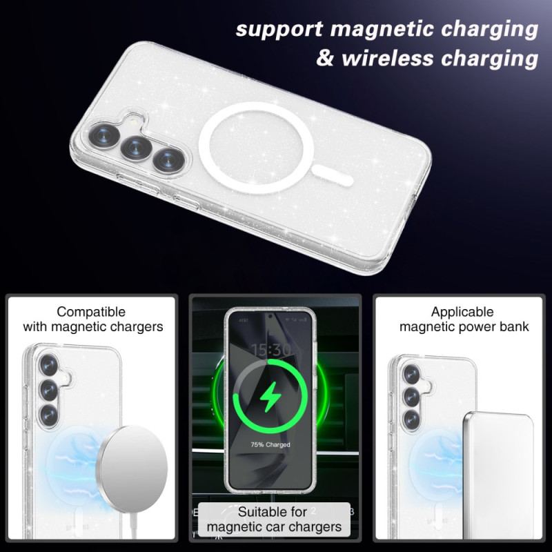 Coque Samsung Galaxy S25 5G Dos Pailleté Compatible MagSafe