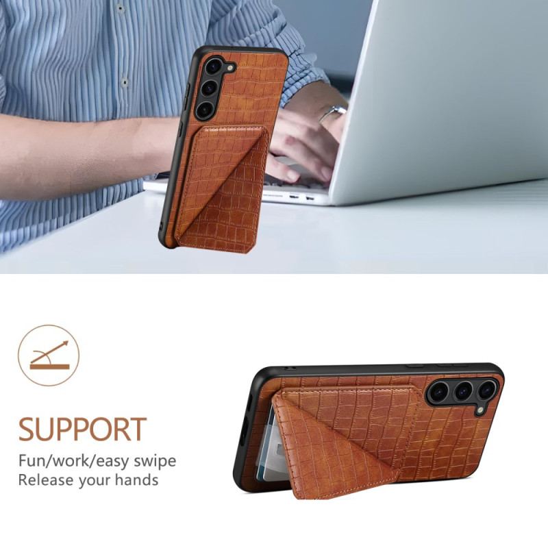 Coque Samsung Galaxy S25 5G Porte-Cartes Texture Crocodile