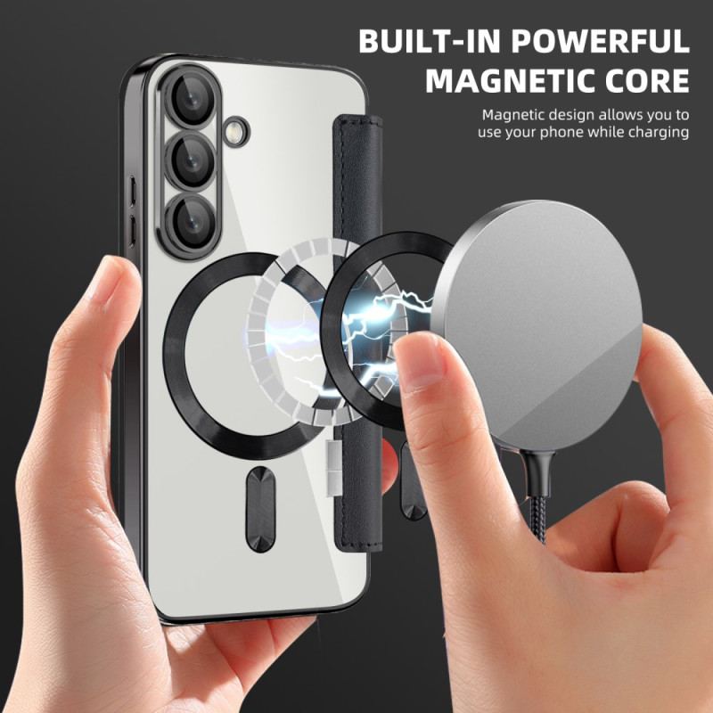 Flip Cover Samsung Galaxy S25 5G Effet Cuir Compatible MagSafe avec Blocage RFID