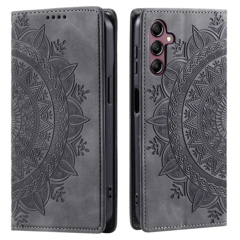 Flip Cover Samsung Galaxy S25 5G Effet Daim Motif Mandala