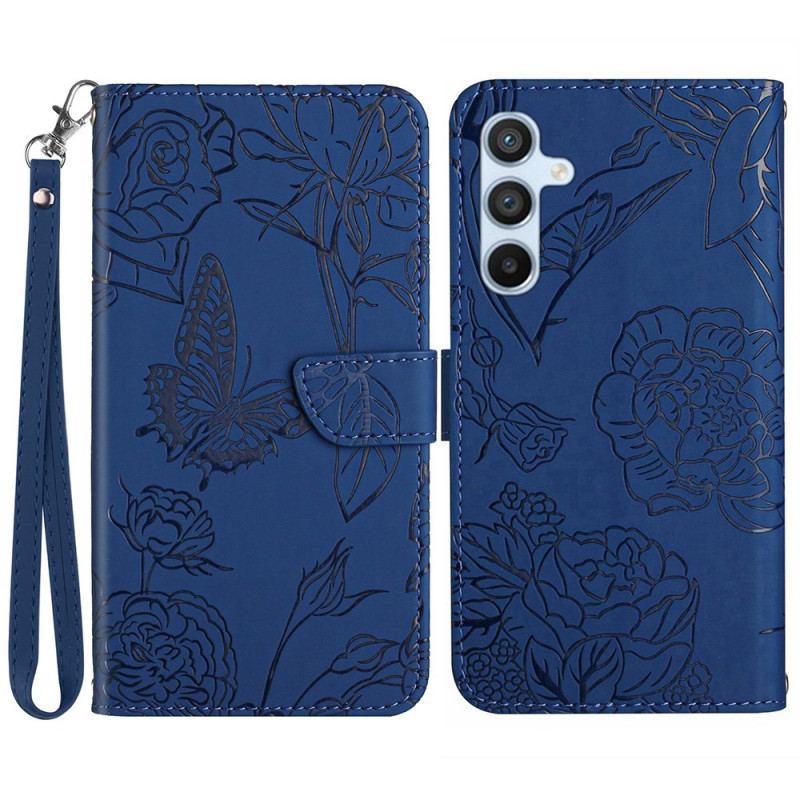 Housse Samsung Galaxy S25 5G Design Papillons à Lanière