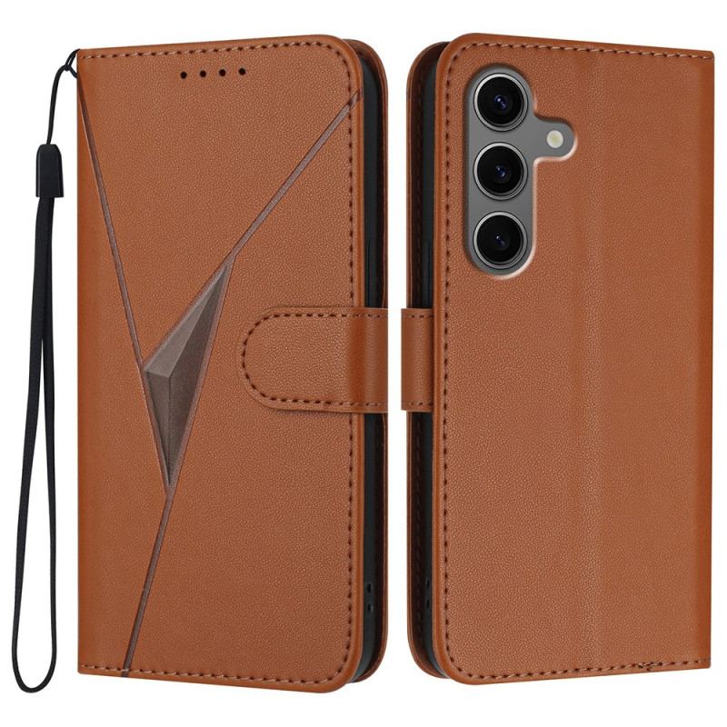 Housse Samsung Galaxy S25 5G Motif Triangulaire à Lanière