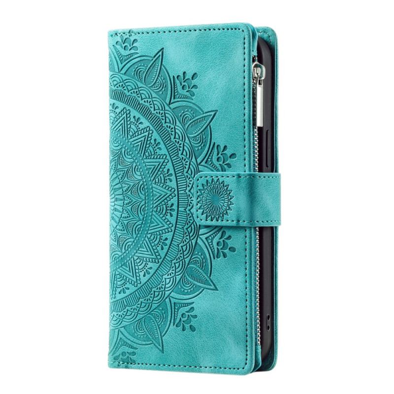 Housse Samsung Galaxy S25 5G Portefeuille Effet daim Mandala