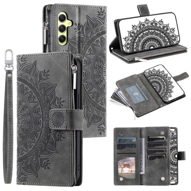 Housse Samsung Galaxy S25 5G Portefeuille Effet daim Mandala