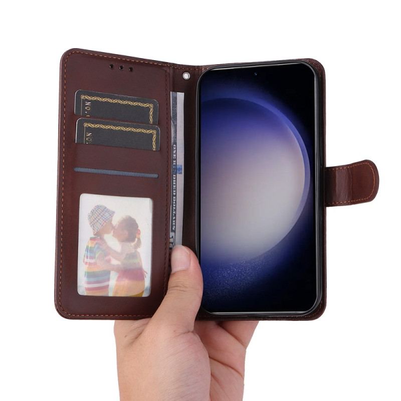 Housse Samsung Galaxy S25 5G Simili Cuir avec Protecteur Écran en Verre Trempé ENKAY