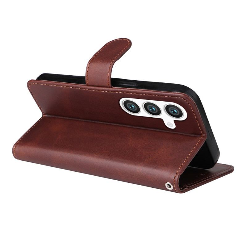 Housse Samsung Galaxy S25 5G Simili Cuir avec Protecteur Écran en Verre Trempé ENKAY