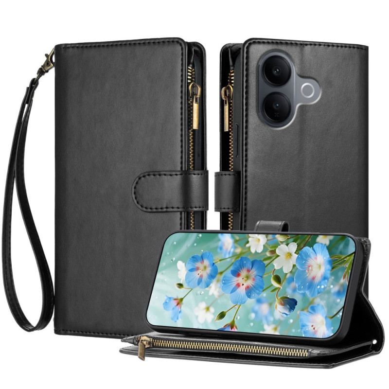 Housse Vivo V60 Lite Portefeuille 8 Porte-Cartes et Lanière