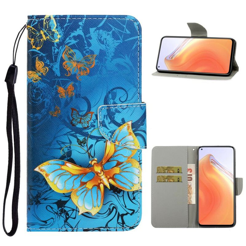 Housse Xiaomi Mi 10T / 10T Pro Variations Papillons à Lanière