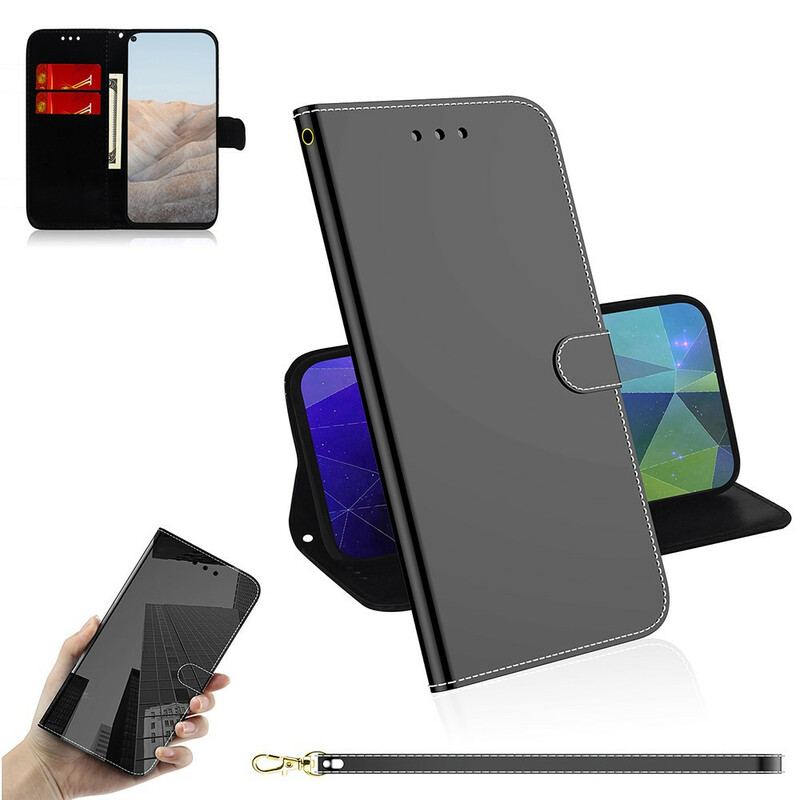 Housse Google Pixel 5A 5G Simili Cuir Couverture Miroir