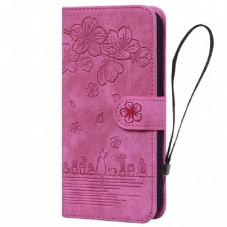 Coque iPhone 16 Plus Scène de Chat à Lanière