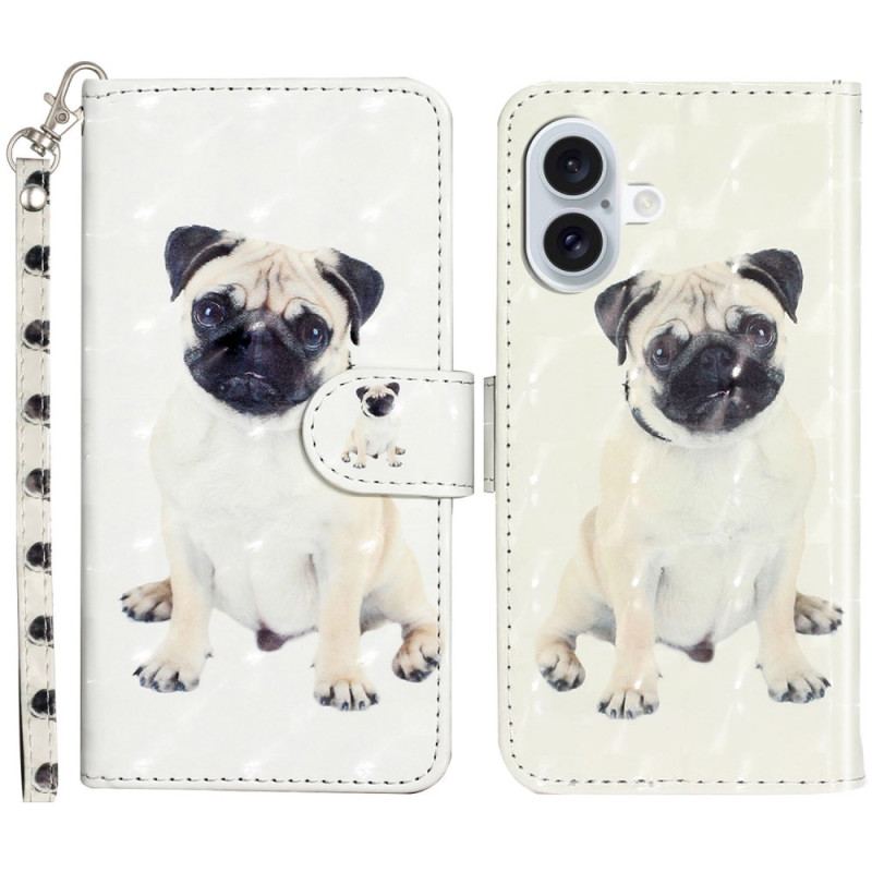 Housse iPhone 16 Plus Chien à Lanière