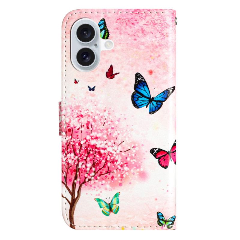 Housse iPhone 16 Plus Motif Cerisier à Lanière