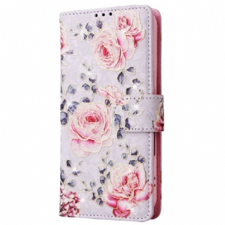 Housse iPhone 16 Plus Portefeuille Bloquant RFID Florale