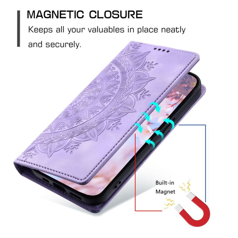 Flip Cover Samsung Galaxy S25 Plus 5G Effet Daim Mandala