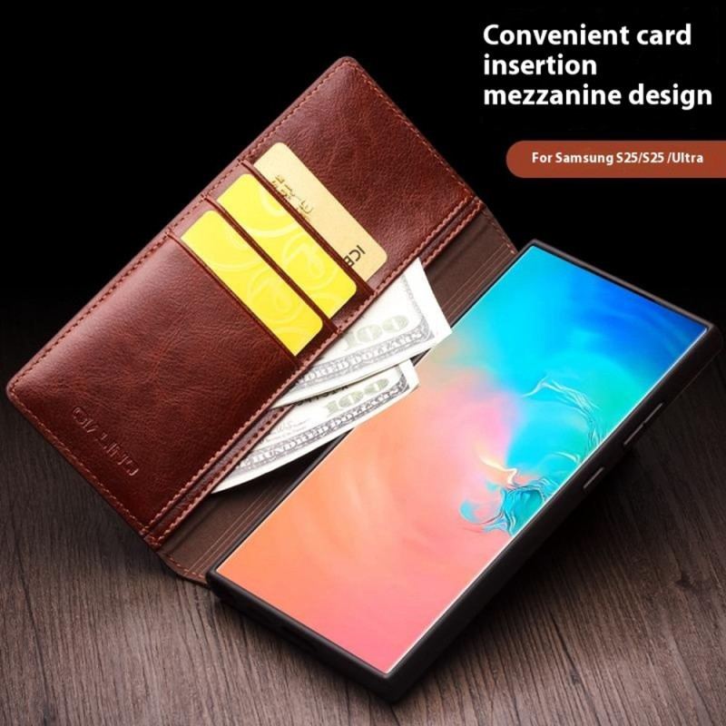 Flip Cover Samsung Galaxy S25 Plus Vrai Cuir