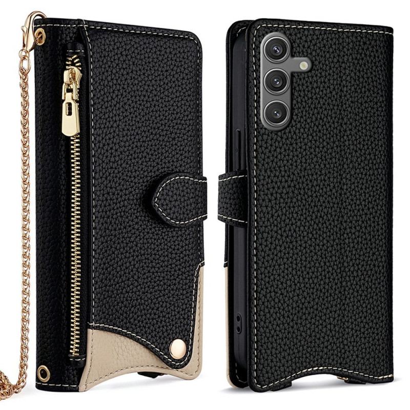 Housse Samsung Galaxy S25 Plus 5G Portefeuille avec Chaîne