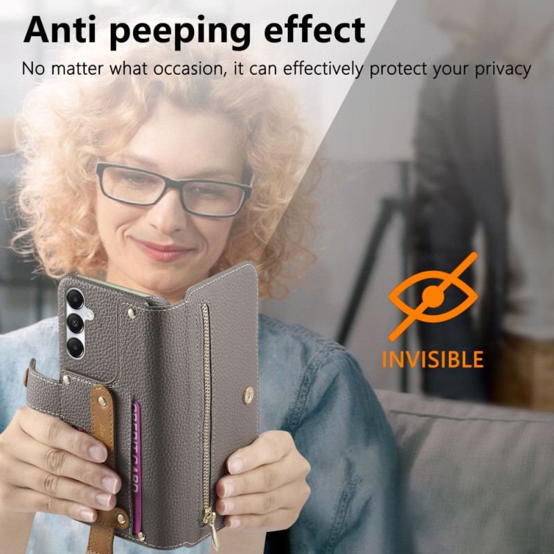 Housse Samsung Galaxy S25 Plus 5G Portefeuille avec Fermeture Éclair