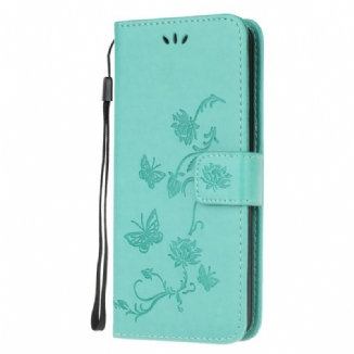 Housse Samsung Galaxy M32 Fleurs à Lanière
