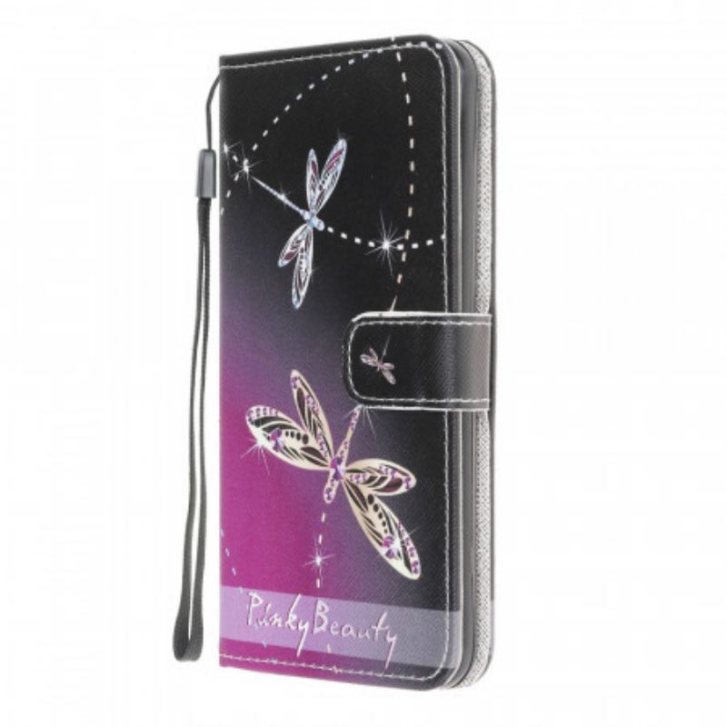 Housse Samsung Galaxy M32 Libellules à Lanière