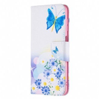 Housse Samsung Galaxy M32 Papillons et Fleurs Peints