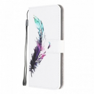 Housse Samsung Galaxy M32 Plume à Lanière