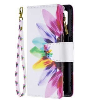 Housse Samsung Galaxy M32 Poche Zippée Fleur