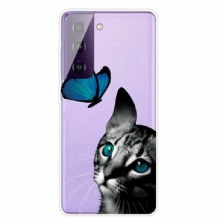 Coque Samsung Galaxy S21 Plus 5G Chat et Papillon