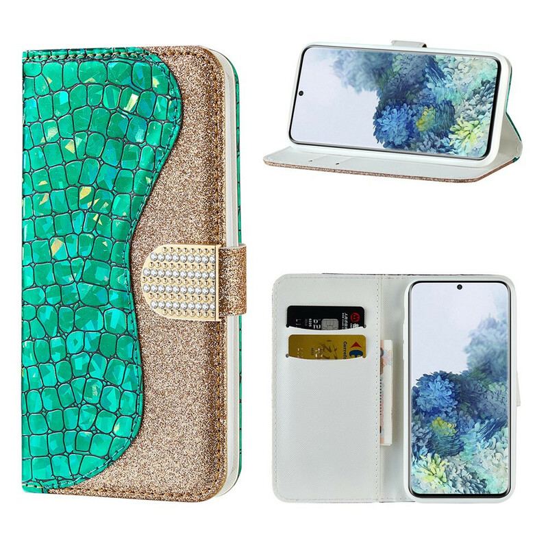 Housse Samsung Galaxy S21 Plus 5G Croco Diamants