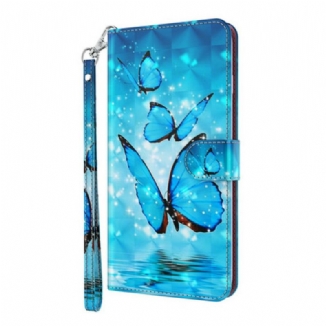 Housse Samsung Galaxy S21 Plus 5G Papillons Bleus Volants