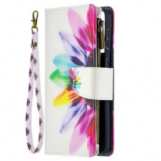 Housse Samsung Galaxy S21 Plus 5G Poche Zippée Fleur Aquarelle