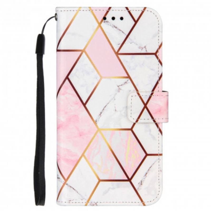 Housse OnePlus 9 Marbre Géométrique à Lanière