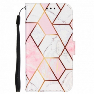 Housse OnePlus 9 Marbre Géométrique à Lanière