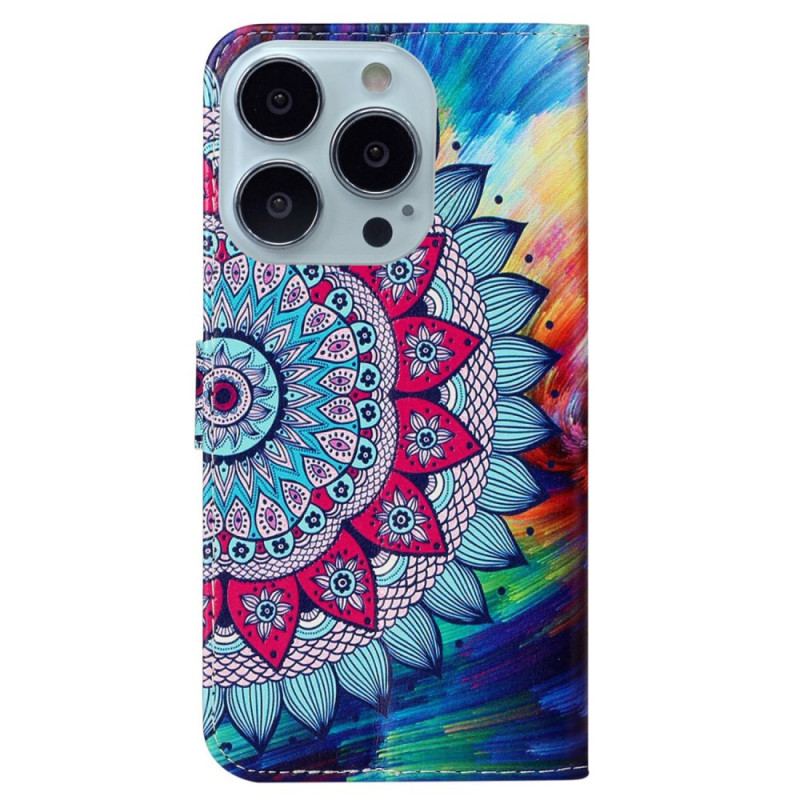 Housse iPhone 16 Pro Imprimé Mandala à Lanière