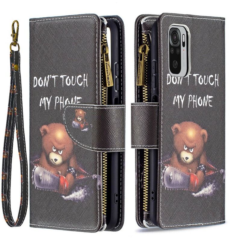 Housse Xiaomi Redmi Note 10/10S/Poco M5s Poche Zippée Ours