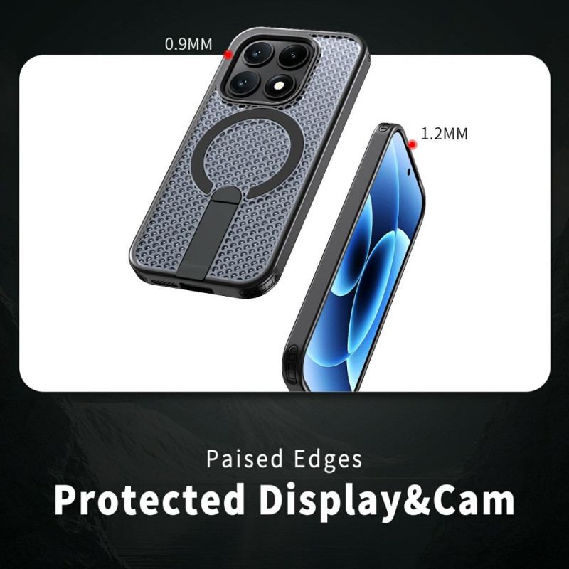 Coque Xiaomi 17 Magnétique Texture Quadrillée avec Béquille
