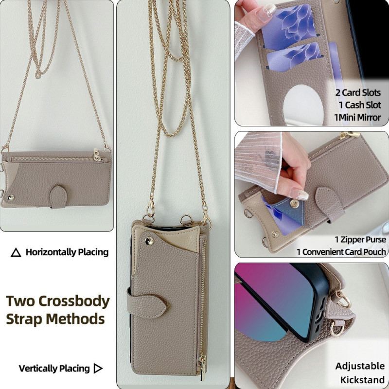 Housse Xiaomi 17 Miroir et Bandoulière Chaîne